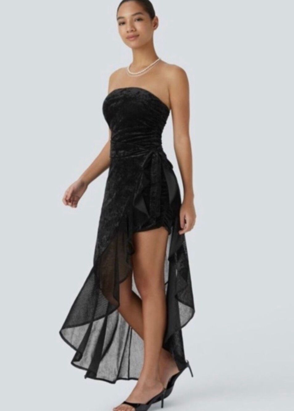 Halara 2 Ways to Wear Strapless Black Velvet Dress & Wrap Skirt Nwt Size XS